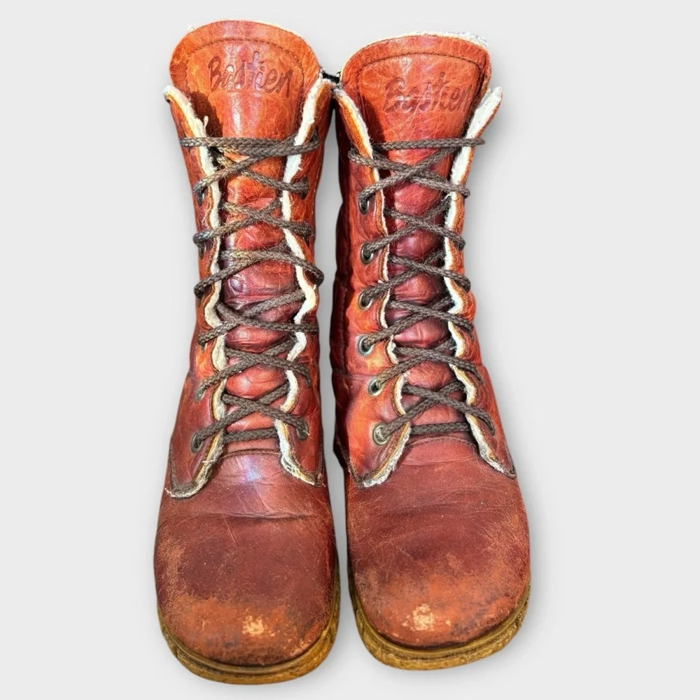 Vtg Husky by Bastien Banff Leather Lace Up Snow Platform Boots Women Size 6
